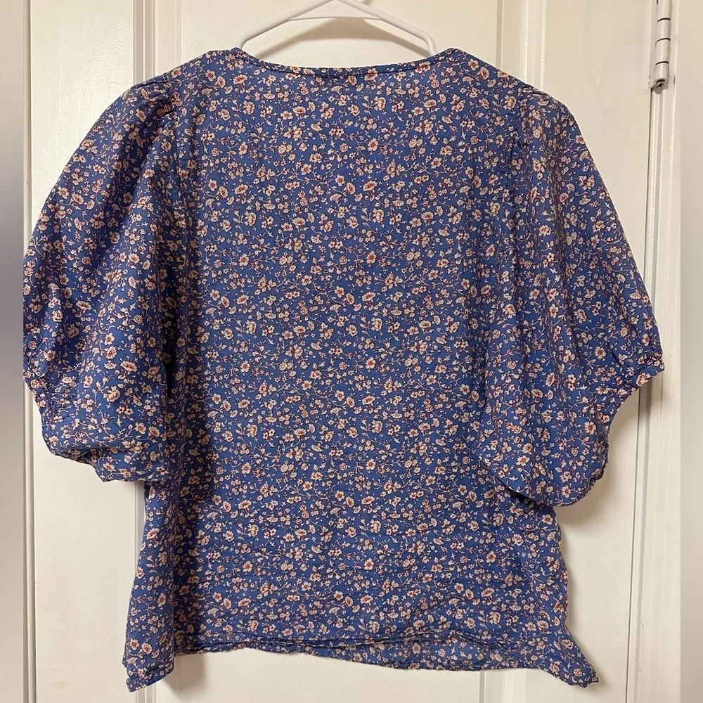 Madewell V-Neck Puff Sleeve Top in Summer Vines. 100% Cotton!